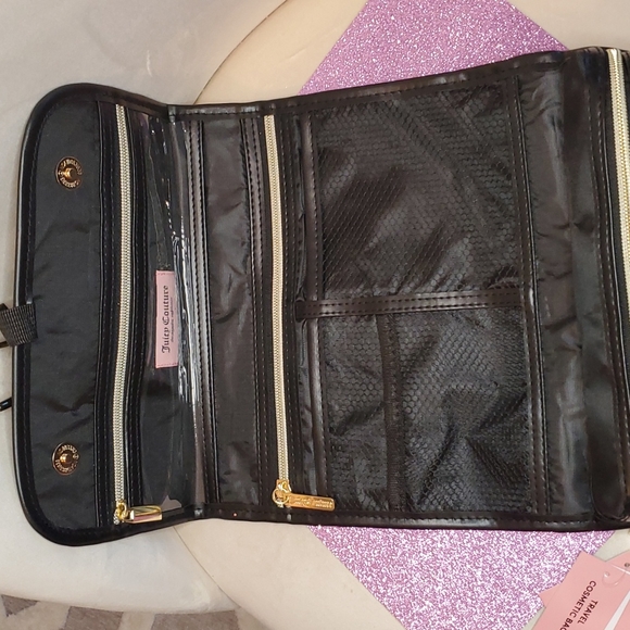 Juicy Couture 💘NWT💘 Shiny Gold Metallic Cosmetic Travel Bag with Hanger! - Picture 9 of 15